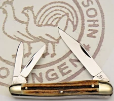 Solingen Made GUTMANN Hen & Rooster Small Serpentine Whittler Knife Stag Handles
