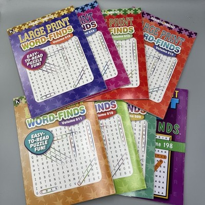 Lot Of 8! Kappa Large Print Word-Finds Puzzle Books Word Search