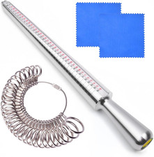 Ring Mandrel Sizer Finger Sizing Measuring Stick - Ring Sizer Guage 27 Pcs Metal