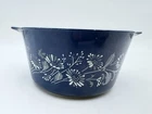 VINTAGE PYREX BLUE FLORAL COLONIAL MIST # 473-B Glass CASSEROLE Bowl 1 Liter