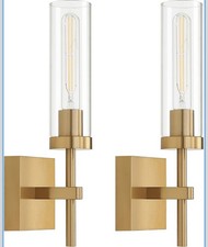 Wall Sconces Wireless LED Rechargeable Battery Operated Remote Control Set Gold
