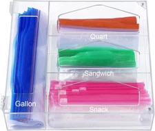 Ziplock Bag Storage Organizer, Acrylic Kitchen Drawer Baggie Box for Ziploc, Hef