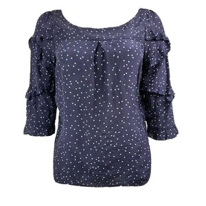 polka dot blue blouse