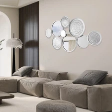 Art Silver Wall Decorative Mirror Wall Mirror for Entryway Bedroom Home Decor