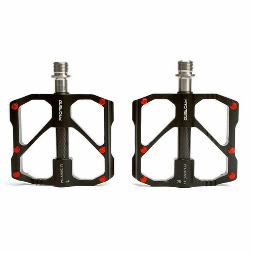 PROMEND Carbon Tube Titanium Bicycle Flat Pedal MTB Road Bike Pedal 3 Bearings - Picture 15 of 25