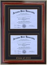 DOUBLE DIPLOMA FRAME MAHOGANY/BLACK CUSTOMIZABLE 11x14,8.5x11,8x10,7x9,6x8