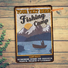 Custom Fishing Camp Sign Man Cave Lodge Lake House Decor Bait Shop 108122002067