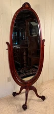 Antique Mahogany marquetry inlay and mother of pearl inlay  Cheval Mirror