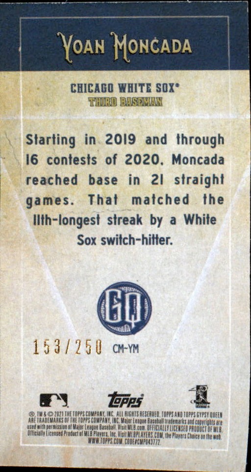 2021 Topps Gypsy Queen CMYM Yoan Moncada Captains Minis eBay