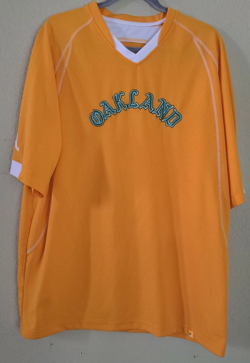 Oakland A's Throwback Jersey Yellow Majestic Cooperstown Collection Men's  Sz XL