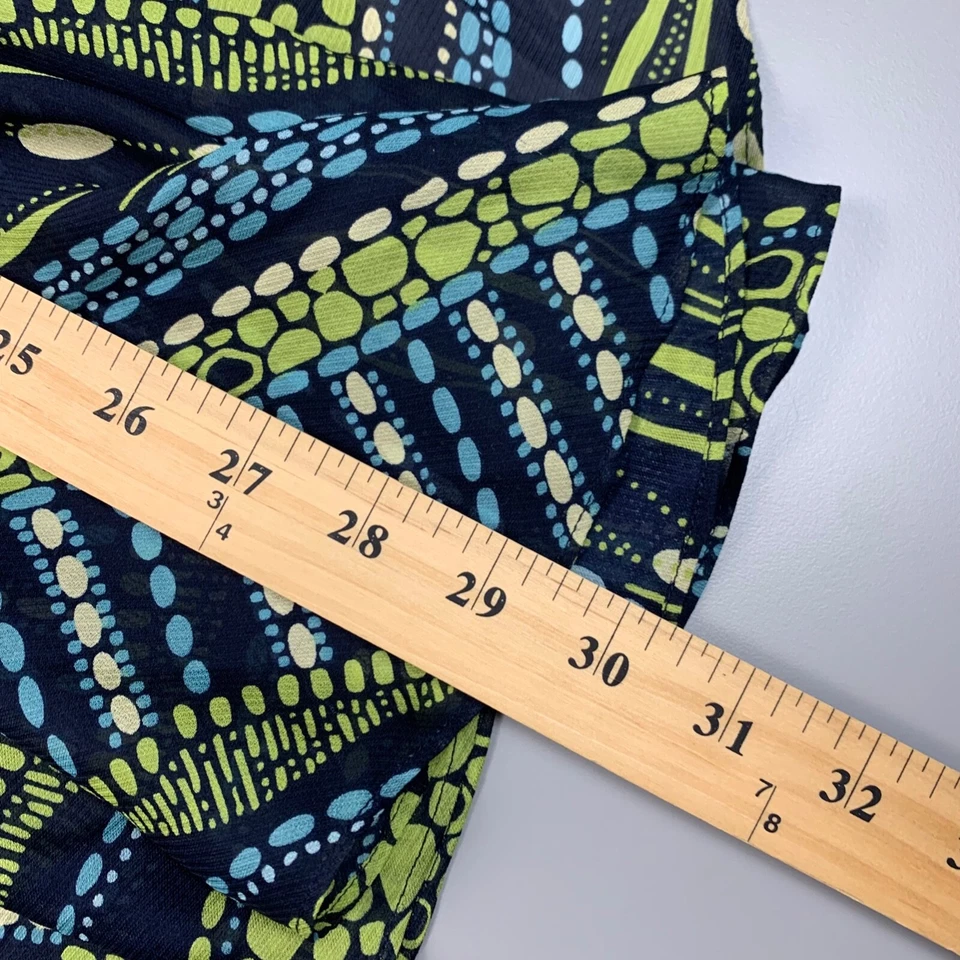 Falda para mujer Valerie Stevens 14 estampado de seda verde azul marino forrada midi Foto 3 de 4