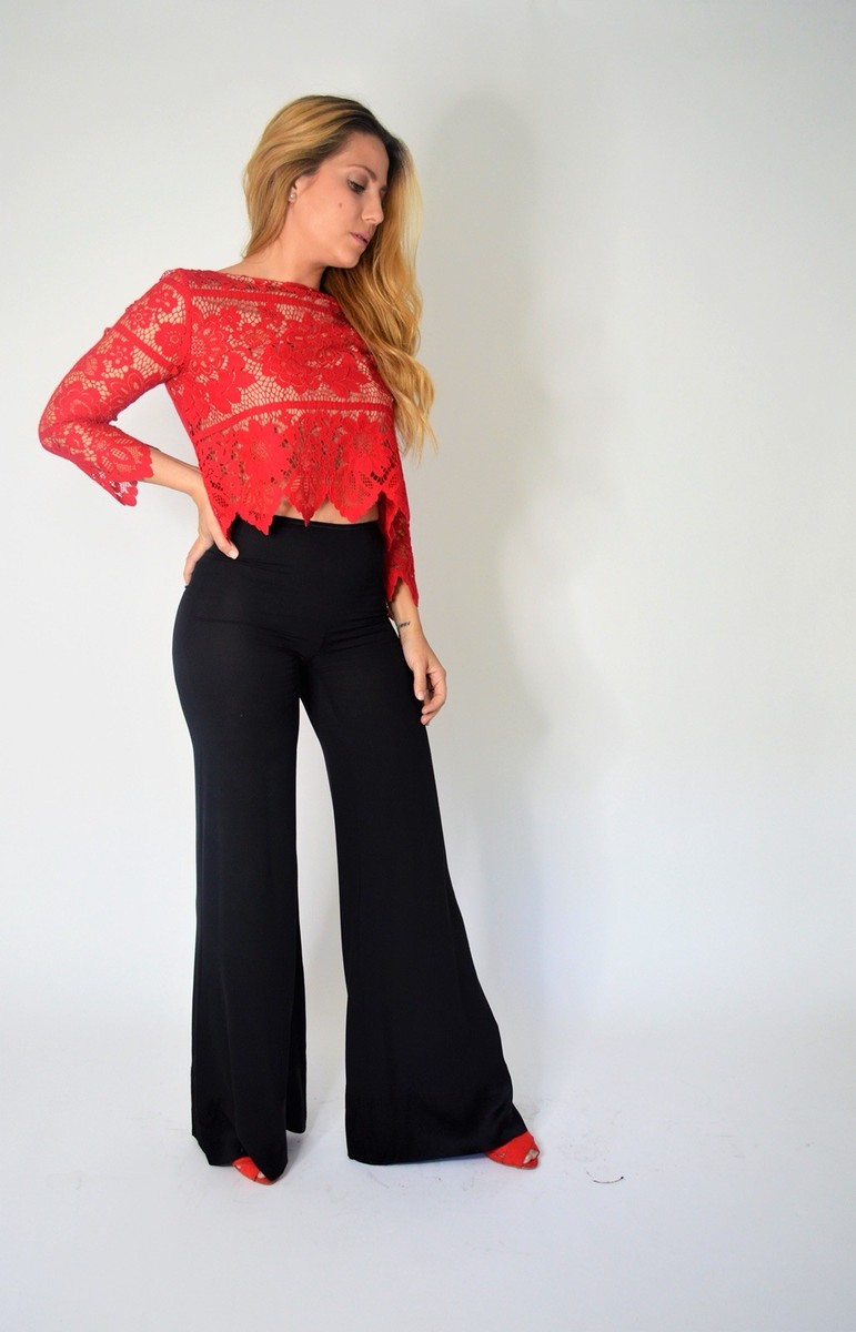 For Love And Lemons Red Lace Long Sleeve Top blouse | eBay