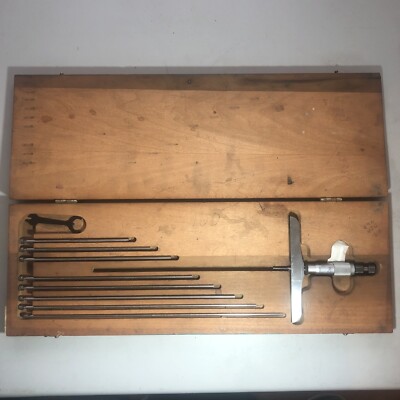 Starrett No 445 RL 0-9  Depth Micrometer Set 5  Base Depth Micrometer