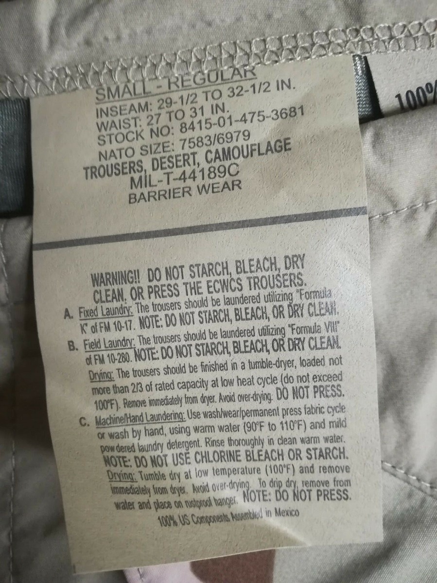 New US Army Cold Wet Weather Gen 1 ECWCS DESERT Goretex Pants