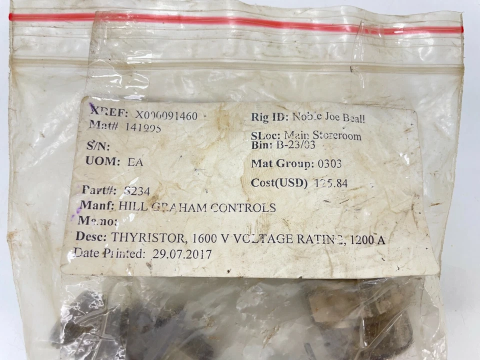 Control Hill Graham S234 1600V 1200A Tiristor Stud Fase - Imagen 2 de 4
