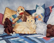 "Among Friends" Matted Open Edition White Cat Print CatmanDrew Drew Strouble