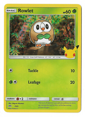 rowlet holographic pokemon card 2021 SWSH McDonald's Collection Confetti Holo #7 CGC 9 MINT on Fanatics Collect Grass Colorless Jump On (10+) Flip a coin Pokemon - Rowlet- 013/197 -