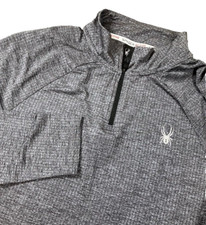 SPYDER Moisture Wicking ProW B Stretch Reflective 1/4 Zip Pullover Gray Men SZ M