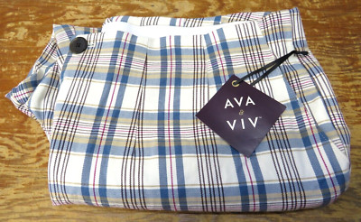 Ava & Viv High-Rise Skinny Cream Plaid Pants Women's size 22W R Comfort Waist