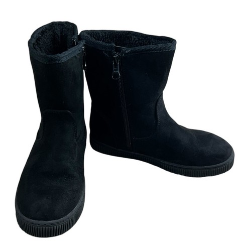 Girl's Holland Zipper Shearling Style Black Boots Sz 12 Side Zipper Warm Winter - Picture 4 of 7