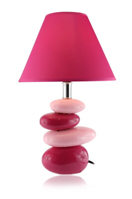 Budawi  Deko Leuchte Lampe rosa violett mit Schirm, Tischlampe Höhe ca. 35 cm
