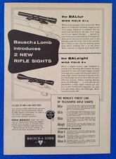 1958 BAUSCH & LOMB 2 NEW SCOPES BALfur & BALeight HUNTING VINTAGE PRINT AD