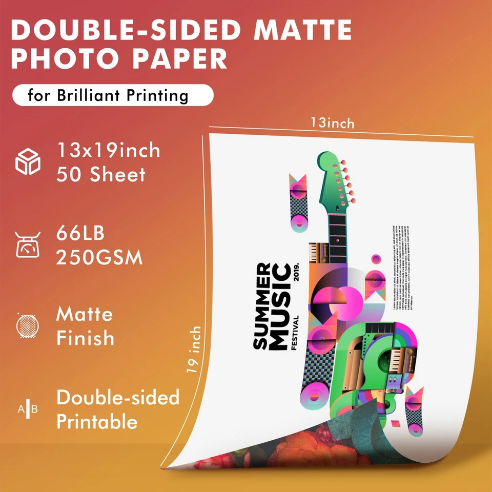 Koala Double Sided Matte Photo Paper 13x19 66lb Thick A3+ Inkjet Printer 50 Ct - Image 3 of 4