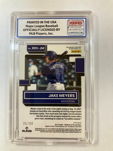 2022 Donruss Optic 🏆 Jake Meyers ⚾ AUTOGRAPH ⭐️ Refractor ⚾ RATED ROOKIE - Photo 2/7