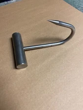 Extreme Duty Salt water Fishing 6” Long 3/8" All Stainless Meat Hook Center Grip