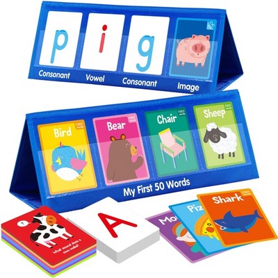 Word Building Desktop Pocket Chart, 48 CVC Words & 50 First Words, Double-Sid...