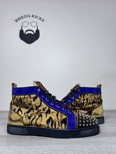 Size 44 EU/11 US - Christian Louboutin High Top Spike Sneakers Preowned Leapord