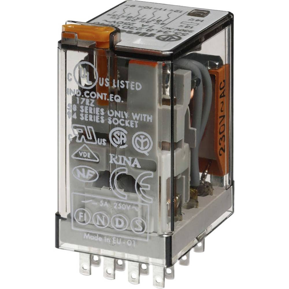 Relais Finder 55.34.8.024.0030 industriel 24V AC avec 4 contacts inverseurs RT