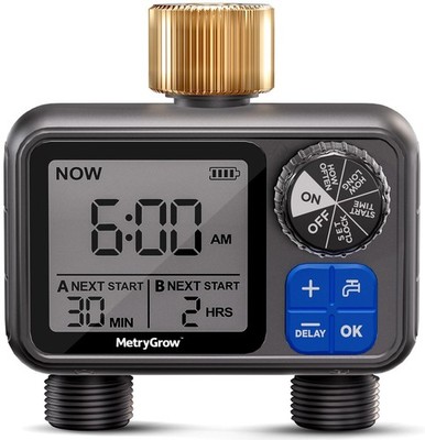 Sprinkler Timer, Programmable Irrigation Water Timer with 2 Brass Inlet for G...