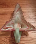 Vintage Green Swirls Murano Style Hand Blown Art Glass Swan Bowl Dish MCM