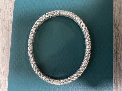 JAI by John Hardy Andaman Sea Texture Hinged Bangle Bracelet 925 Silver NEW 26g