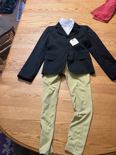 Equestrian Youth Lot Riding Outfit Coat, Shirt And Breeches