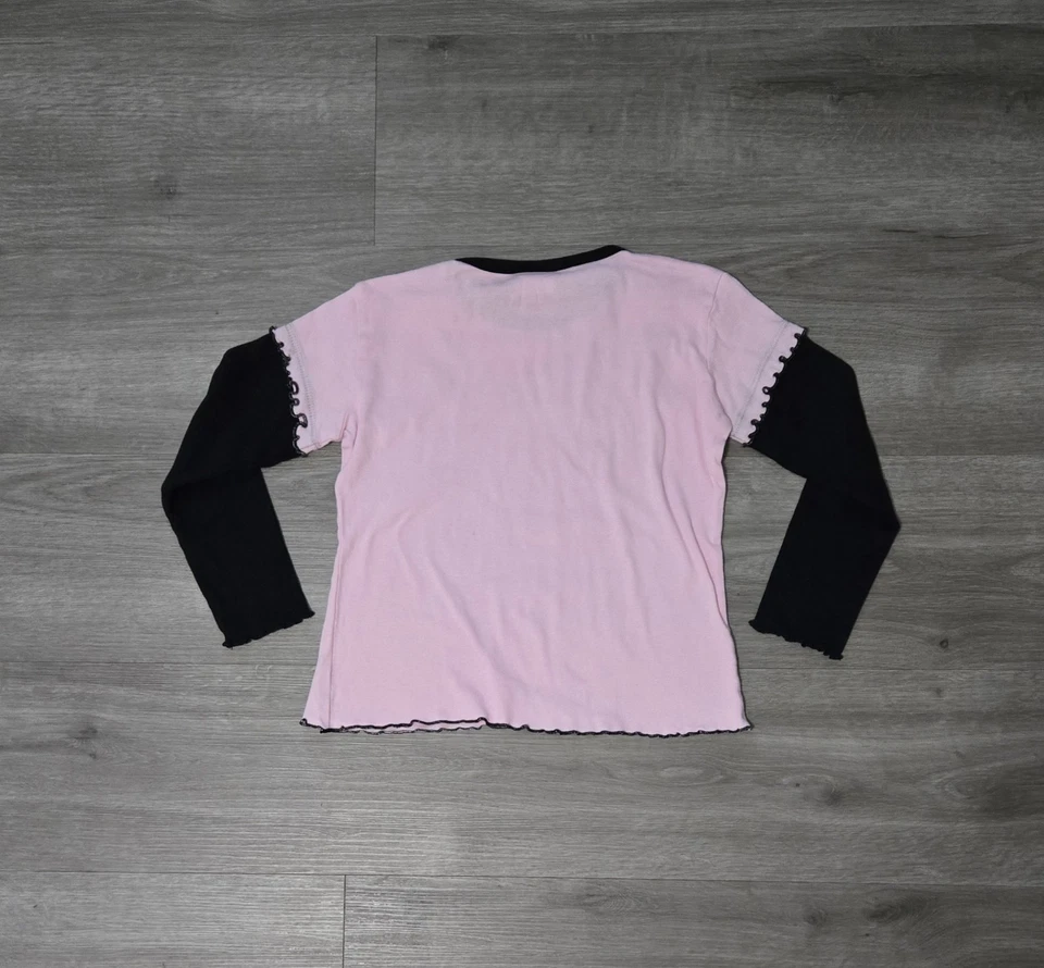 Camisa De Colección Y2K Hello Kitty Manga Larga Estrás Rosa Niñas Talla Grande 6X Foto 2 de 4