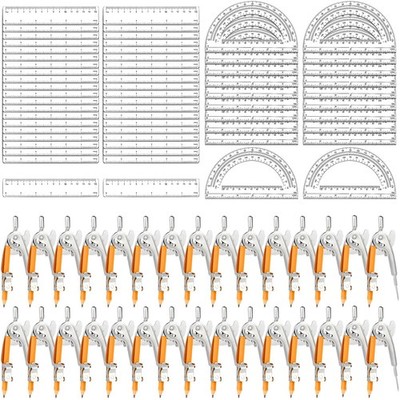 120 PCS Geometry Math Set Compass And Protractor With Metal Pencil Tools