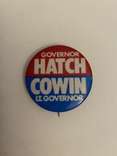 Governor Hatch Lt. Governor Cowin Pin Back Button P28