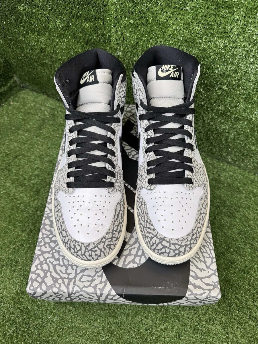 Size 10 - Air Jordan 1 Retro OG High White Cement | eBay