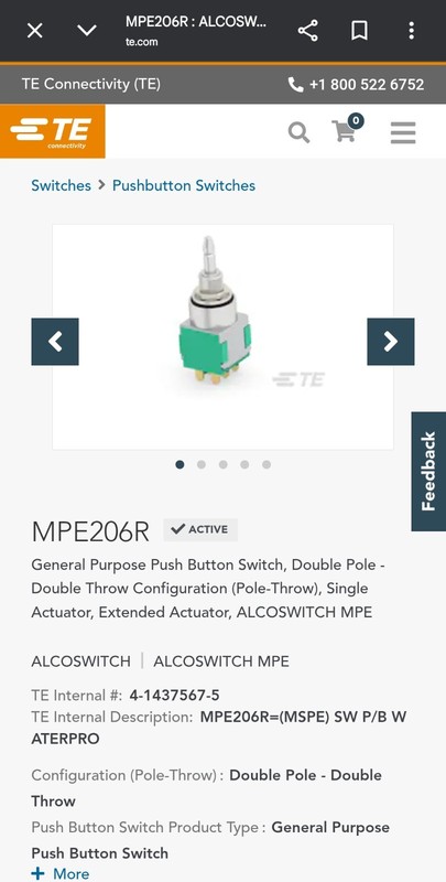 25x ALCO MPE206A / MPE206R DPDT Momentary Push Button Switch 5A 125V 3A 250V TE