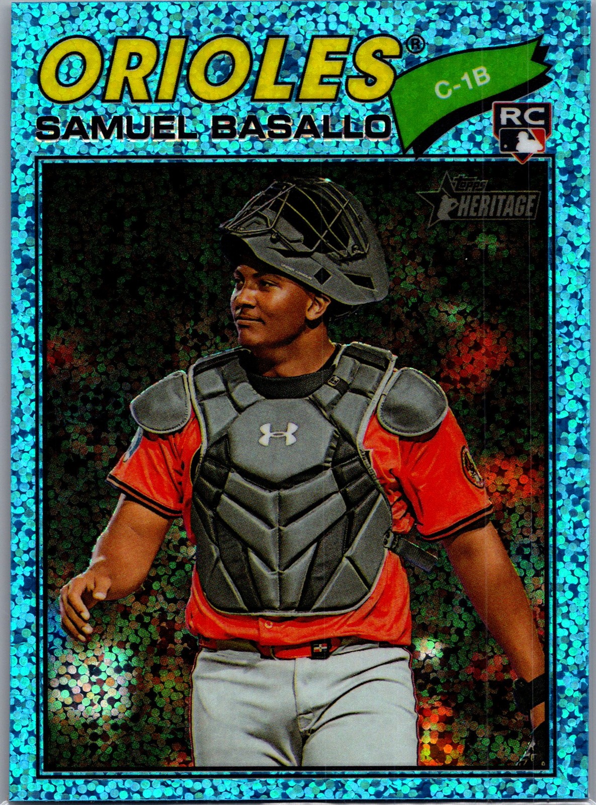 2026 Topps Heritage #175 Samuel Basallo Chrome Light Blue Sparkle Refractors