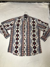 Roper VTG Shirt Men L Aztec Navajo Southwestern Pearl Snap Button Cowboy Rodeo