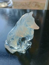 Mosser Art Glass Opal Cloudy Transparent Clear Collie VTG Dog Sheltie