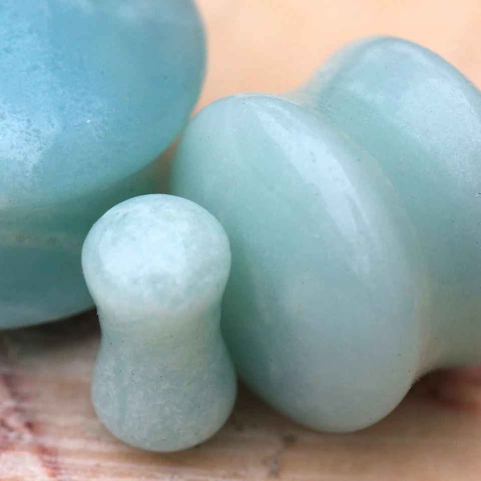 PAIR of Natural Amazonite Stone Saddle Plug — 第 4/4 张图片