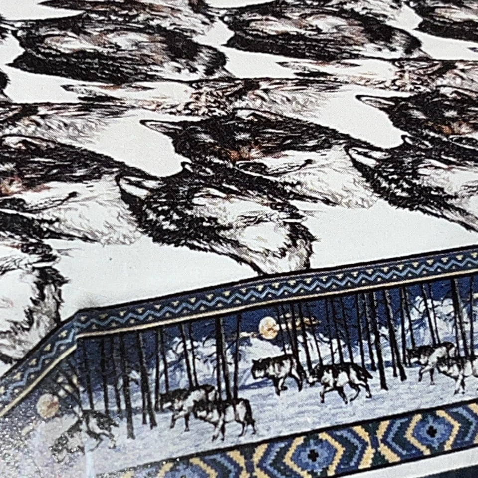 VTG BEACON The Blanket Brand Wolf Print 72”x90” Tapestry - Made In USA Vtg New - Image 2 of 4