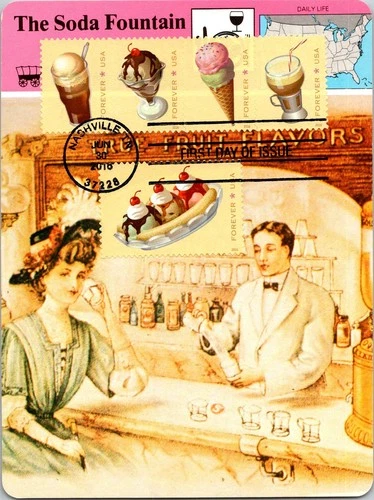 Dr Jim Stamps Maximum Card Soda Fountain Ice Cream Strip Forever Fdc