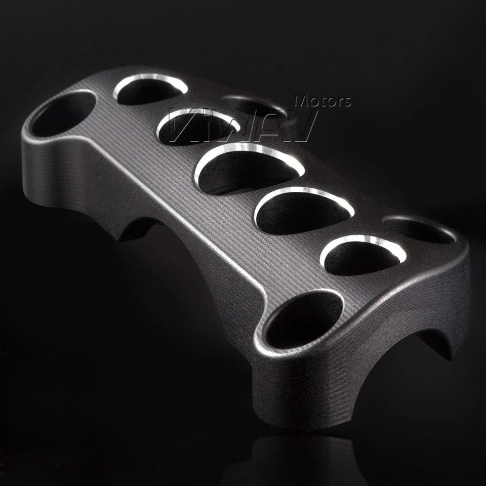 VAWiK 1" handlebar upper clamp perfect CNC cut black silver fits custom Harley - Imagem 2 de 4