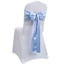 Satin Chair Sashes Bows Tie Back Wedding Banquet Party Light Blue 10 PCS