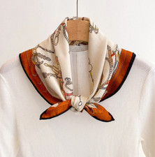 70 Cashmere 30 Silk Bandana Scarf Shawl Horse Chain Print Neckerchief wrap 26''